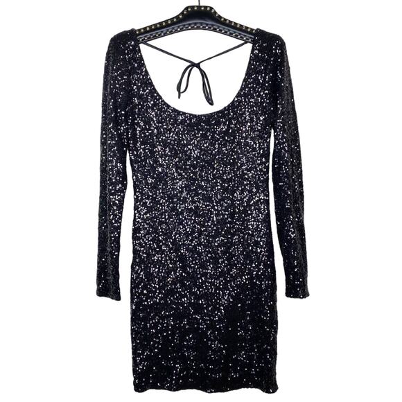 La Cite V-Back Sequin Mini Dress Black Medium - Picture 12 of 12